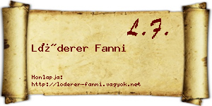 Lóderer Fanni névjegykártya